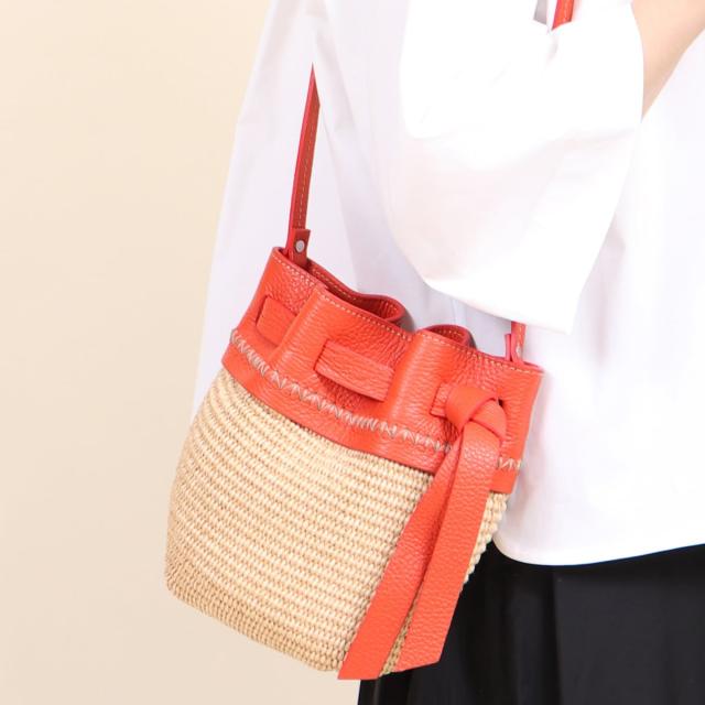 ベース（BASE）/【ROBERTA GANDOLFI】イタリア製 カーフスキンコンビ ミニかごショルダーバッグ