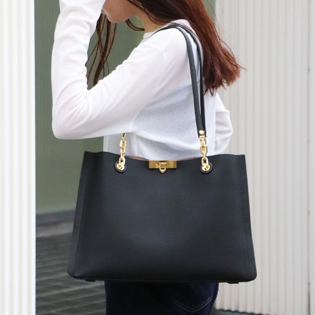 ベース（BASE）/【本革】3層式 ロングハンドル レザートートバッグ