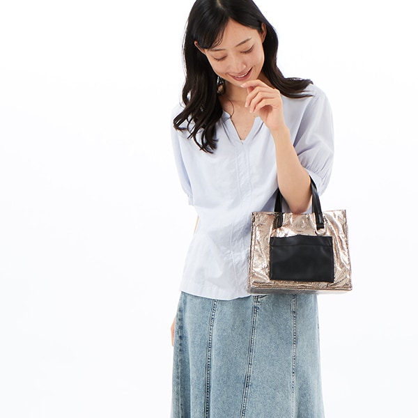 ナナノエル（Nananoel）/ｌｉａ　メタリックポケットスクエアトートバッグの通販は