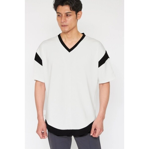 トルネードマート（TORNADO MART）/TORNADO MART∴バイカラーロングVネックカットソー