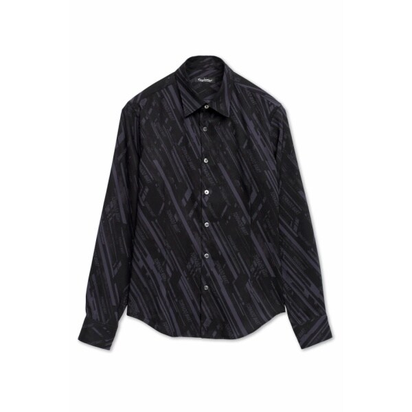 TORNADO MART シンプルストライプ ブラックシャツ TORNADO MART シンプルストライプ ストレッチブラックシャツ