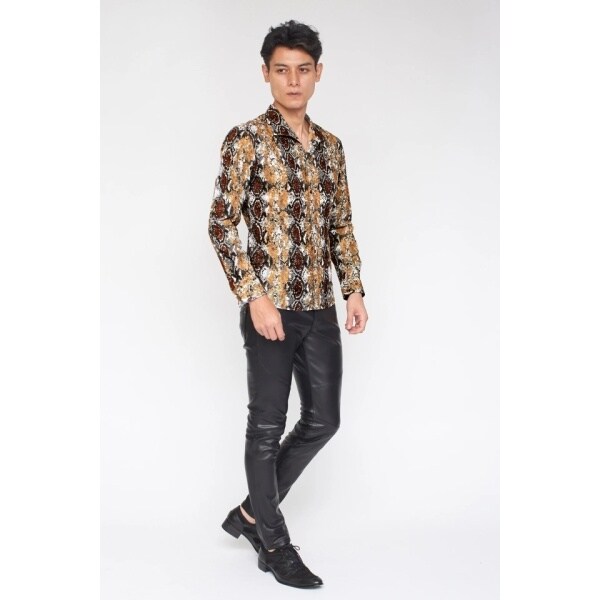 TORNADO MART シワ加工 シャドーパイソンジャガード マルチシャツ TORNADO MART シワ加工 シャドーパイソンジャガード マルチシャツ