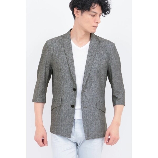 トルネードマート（TORNADO MART）/ZERO by TORNADO MART∴エアトリコットツィードプリント7分袖ジャケット