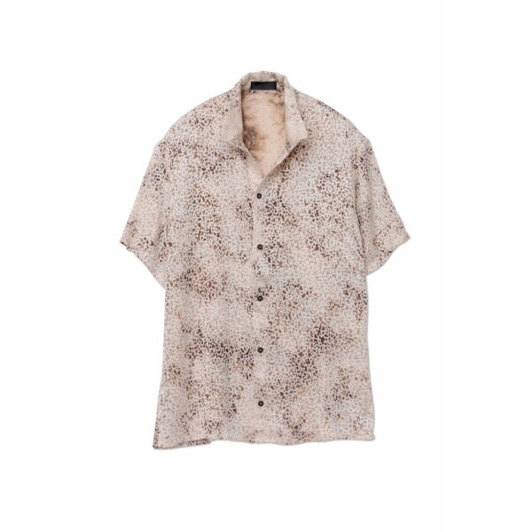 トルネードマート TORNADO MART レオパード×花柄ストライプシワ加工シャツ