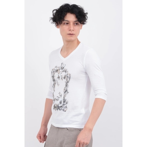 トルネードマート（TORNADO MART）/TORNADO MART∴フラワーフレームプリント7分袖カットソー