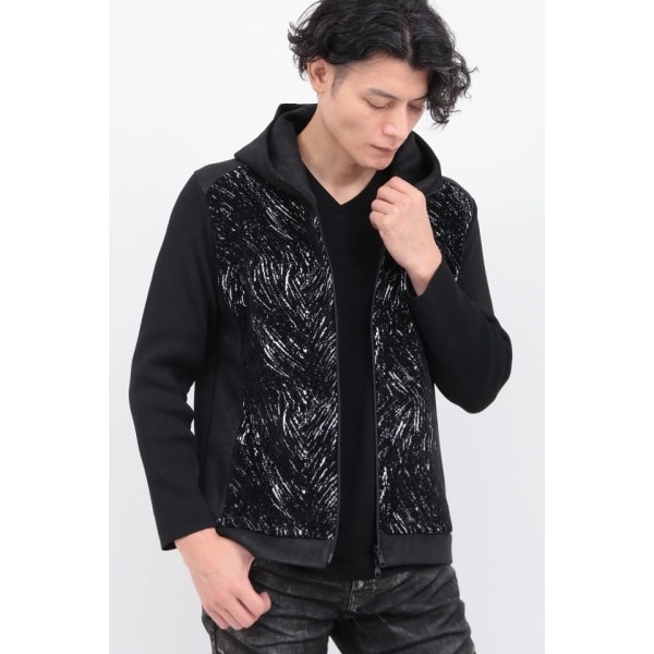 トルネードマート（TORNADO MART）/ＴＯＲＮＡＤＯ ＭＡＲＴ∴ビーストヘアーモールニットコンビフーディーＢＬ