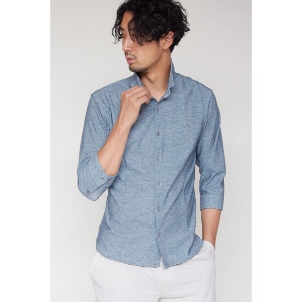 ハイストリート（HIGH STREET）/HIGH STREET∴HTシャンブレープリント7分袖シャツ_9