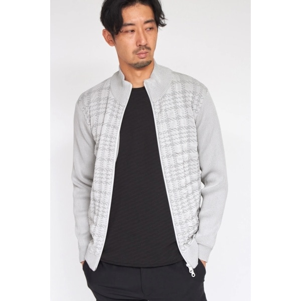 ハイストリート（HIGH STREET）/HIGH STREET∴フクレチェックスタンドZIPニット