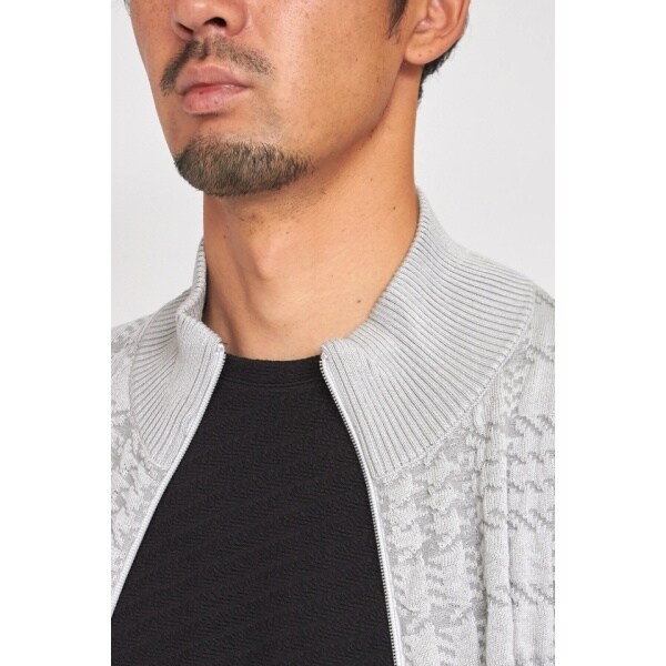 ハイストリート（HIGH STREET）/HIGH STREET∴フクレチェックスタンドZIPニット