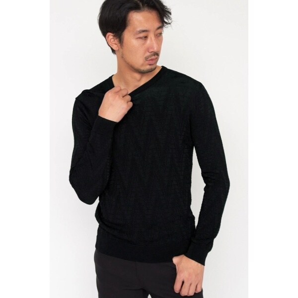 ハイストリート（HIGH STREET）/HIGH STREET∴シェブロンリンクスクルーネックニット