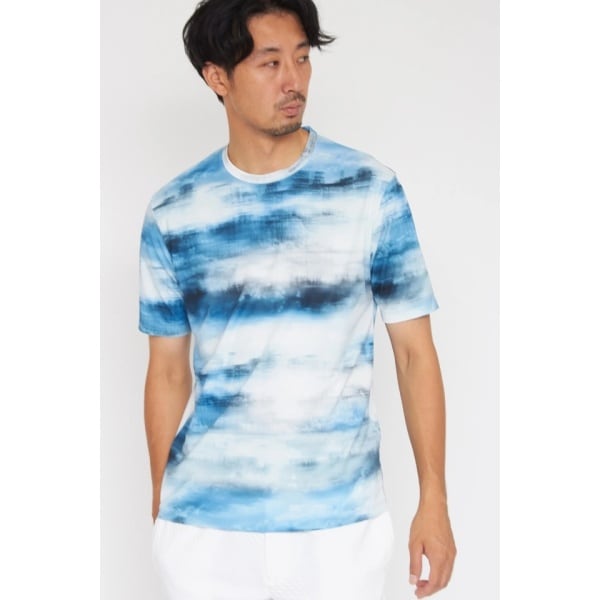 ハイストリート（HIGH STREET）/HIGH STREET∴ミスティープリント鹿の子クルーネック半袖カットソー