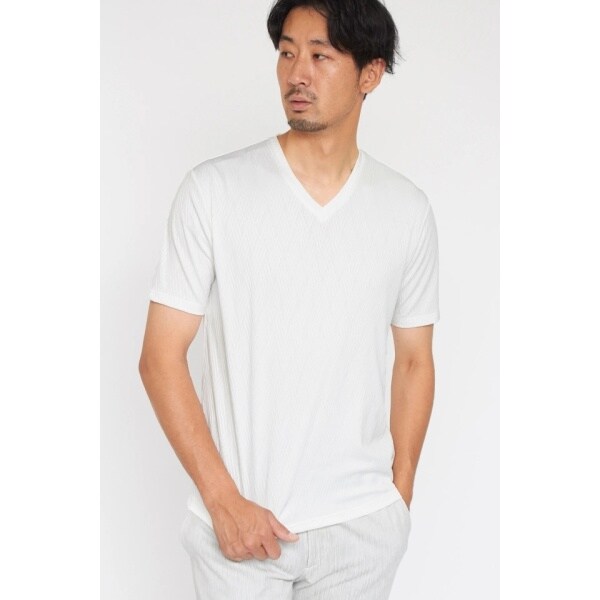 ハイストリート（HIGH STREET）/HIGH STREET∴キカバイヤスジャカード半袖Vネックカットソーの通販は