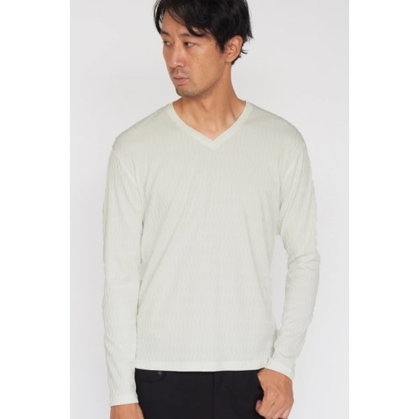 ハイストリート（HIGH STREET）/HIGH STREET∴ストライプウェーブ長袖Vネックカットソー