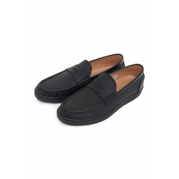 ハイストリート（HIGH STREET）/HIGH STREET∴ヘリンボン型押しレザーローファースニーカー