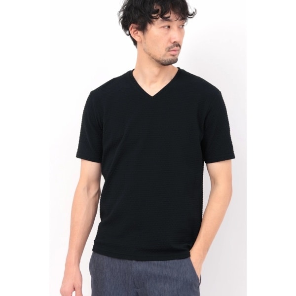 ハイストリート(HIGH STREET)/HIGH STREET∴RIPAトライアングルモノグラムVネック半袖カットソー ハイストリート(HIGH STREET)/HIGH STREET∴RIPAトライアングルモノグラムVネック半袖カットソー