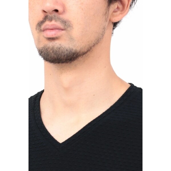 ハイストリート(HIGH STREET)/HIGH STREET∴RIPAトライアングルモノグラムVネック半袖カットソー ハイストリート(HIGH STREET)/HIGH STREET∴RIPAトライアングルモノグラムVネック半袖カットソー