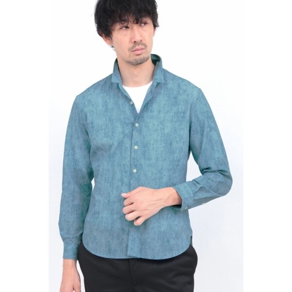 ハイストリート（HIGH STREET）/HIGH STREET∴メランジプリントサッカーショートウイングシャツ