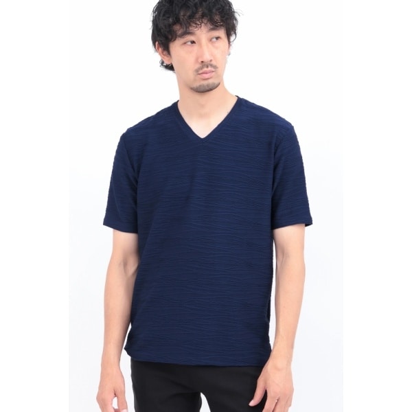 ハイストリート（HIGH STREET）/HIGH STREET∴ランダムウェーブタック半袖Vネックカットソー