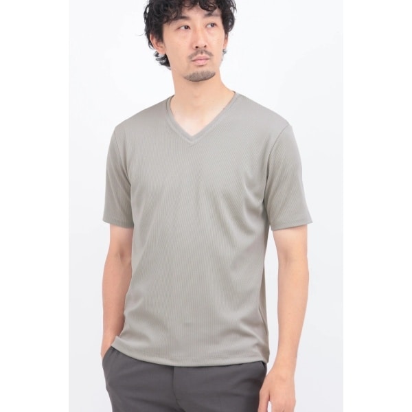 ハイストリート（HIGH STREET）/HIGH STREET∴シルキーリブVネック半袖カットソー