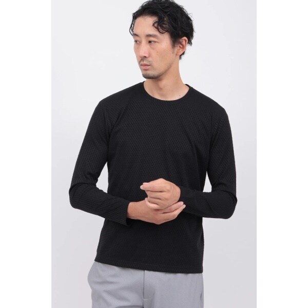 ハイストリート（HIGH STREET）/HIGH STREET∴ウェーブグリッド長袖クルーネック