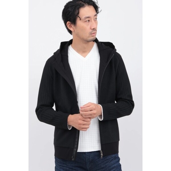 ハイストリート（HIGH STREET）/ニットコンビフーディーBL