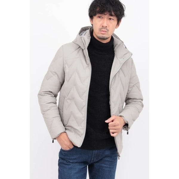 ハイストリート（HIGH STREET）/ＨＩＧＨ ＳＴＲＥＥＴ∴キルトレザーフーデットダウンＢＬ