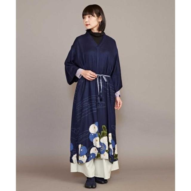 牡丹 着物風ワンピース 黒留袖 リメイクボレロ付きロングドレス 花車