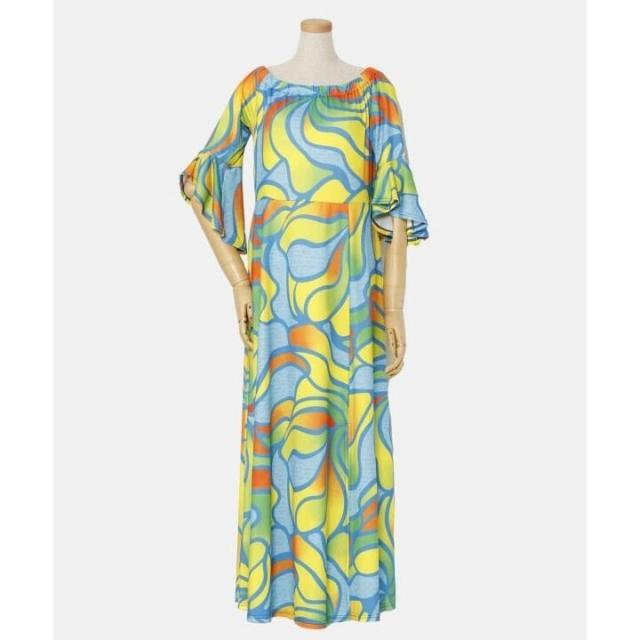 マウナロア（maunaloa）/【マウナロア】Ocean Blue Bird ネオンハイビベルスリーブドレス