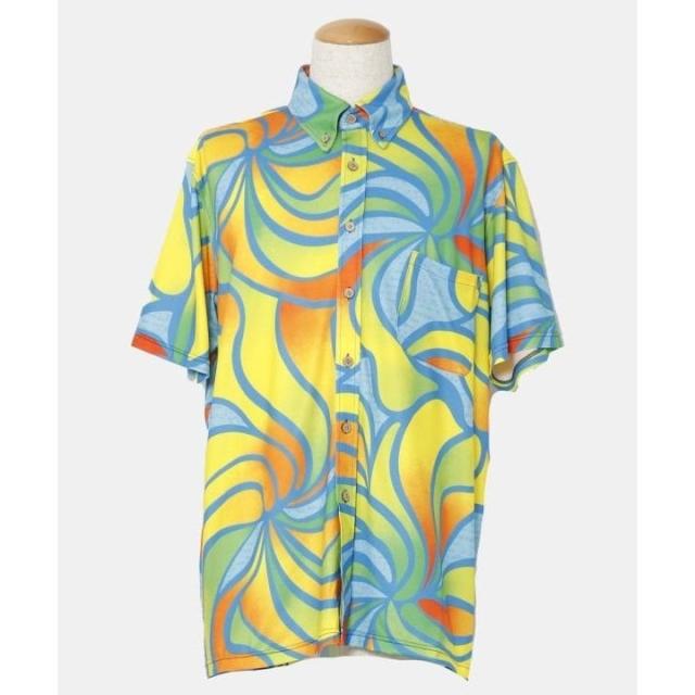 マウナロア（maunaloa）/【マウナロア】Ocean Blue Bird ネオンハイビMEN’Sシャツ