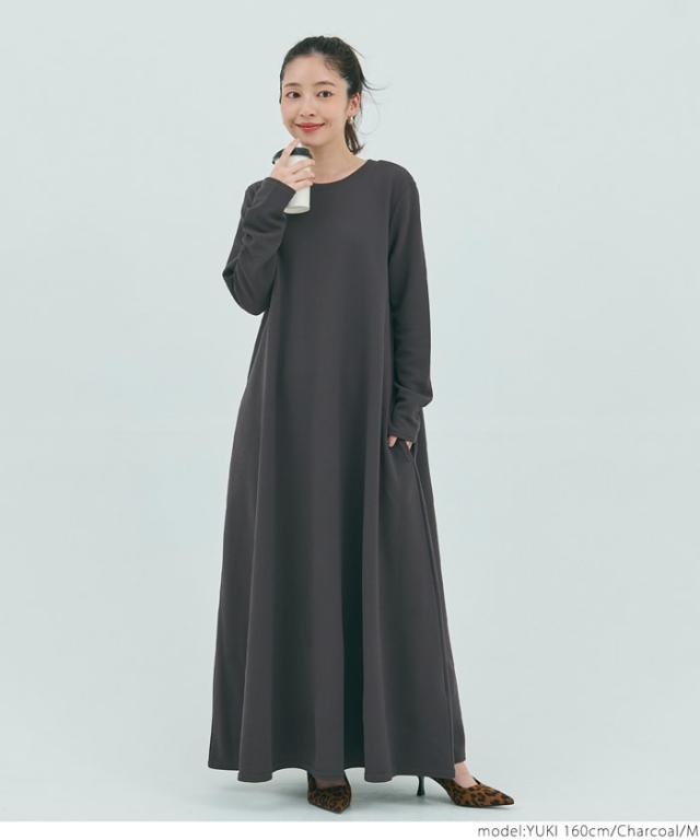 コカ（coca）/【エンボス加工 】長袖 Aラインワンピース 全5色の