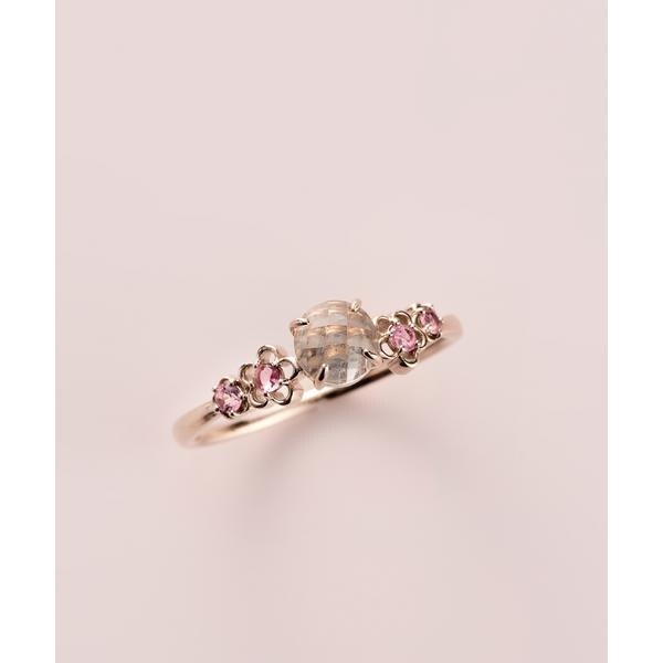 サマンサティアラ K10YG ルビー ホワイトトパーズ フリルリング