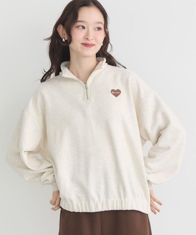 アースミュージック＆エコロジー（earth music&ecology）/Champion×emaeハーフジップハートスウェット