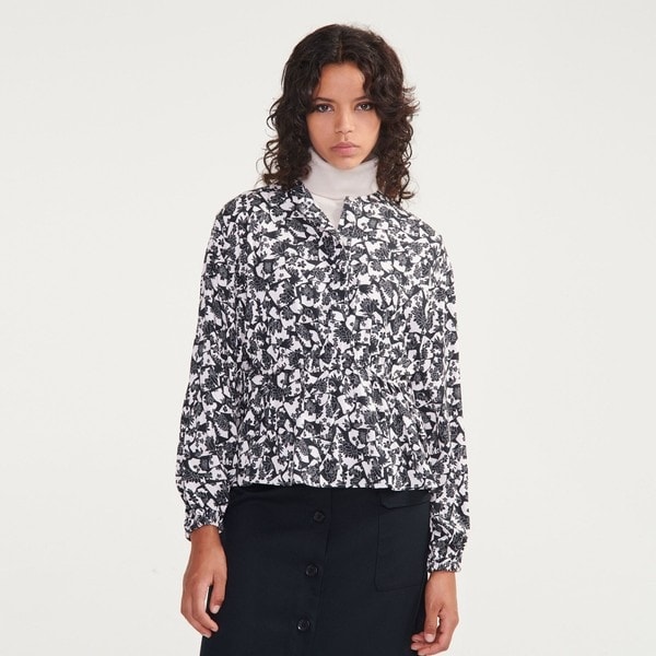 エーグル（AIGLE）/リバティプリントスタンドカラロングスリーブーシャツ