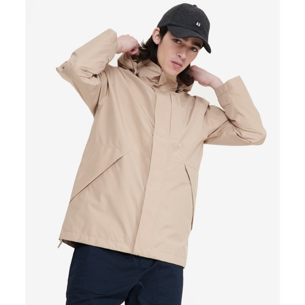 即決 5.4万 AIGLE / GORE-TEX 透湿 防水 2way オカレム ジャケット ベージュ Lサイズ エーグル フード ジャケット ゴアテックス エーグル（AIGLE）/GORE−TEX ゴアテックス 防水 透湿 防風 2