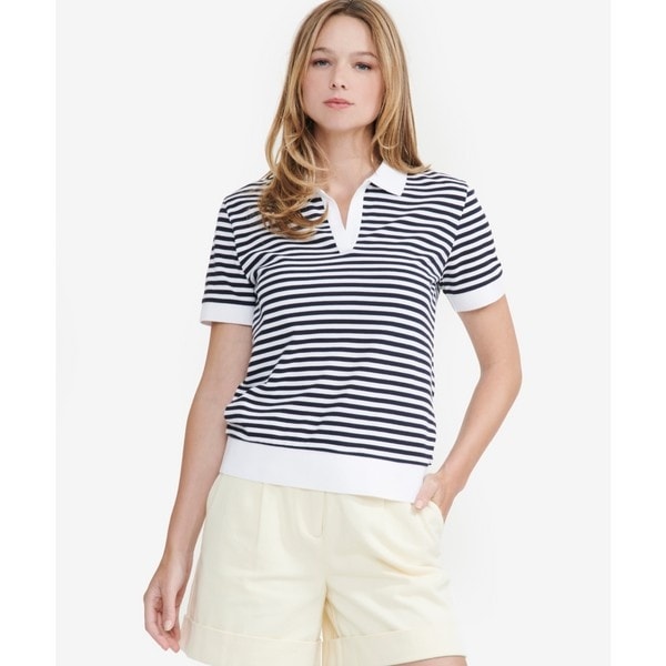 エーグル（AIGLE）/オーガニックコットン スキッパーボーダー半袖ポロシャツ