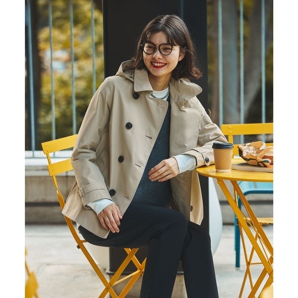 エーグル（AIGLE）/GORE−TEX ゴアテックス 防水 防風 透湿 フーデッド ショートトレンチコート フード取り外し