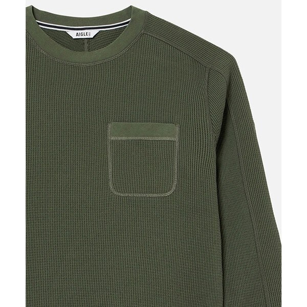 エーグル（AIGLE）/ワンポイントロゴ刺繍 ポケット ロングスリーブワッフル長袖Tシャツ