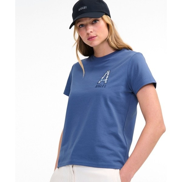 エーグル（AIGLE）/UVカット 吸水速乾 リバティプリントロゴ半袖Tシャツ / フラワー 花柄