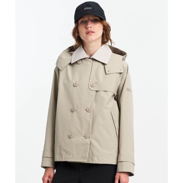 エーグル（AIGLE）/GORE TEX ゴアテックス 防風 防水 透湿 2レイヤー ショートトレンチコート / フード脱着_3