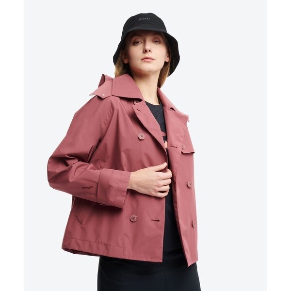 エーグル（AIGLE）/GORE TEX ゴアテックス 防風 防水 透湿 2レイヤー ショートトレンチコート / フード脱着_15
