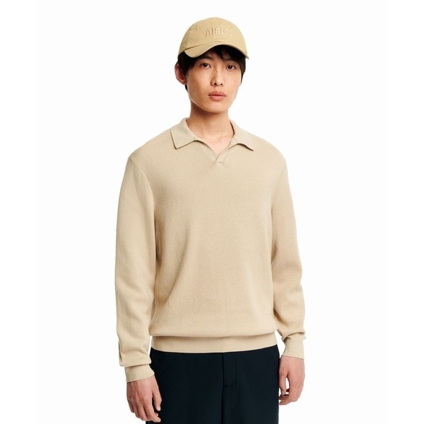 エーグル（AIGLE）/ロングスリーブ プルオーバー スキッパーネックポロニットシャツ_1