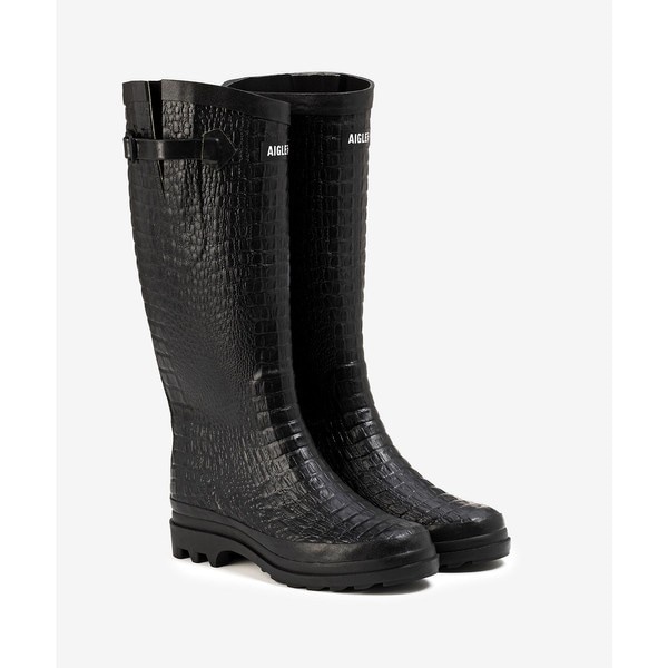 エーグル（AIGLE）/エーグランティーヌ クロコダイル調 ラバーロングブーツ