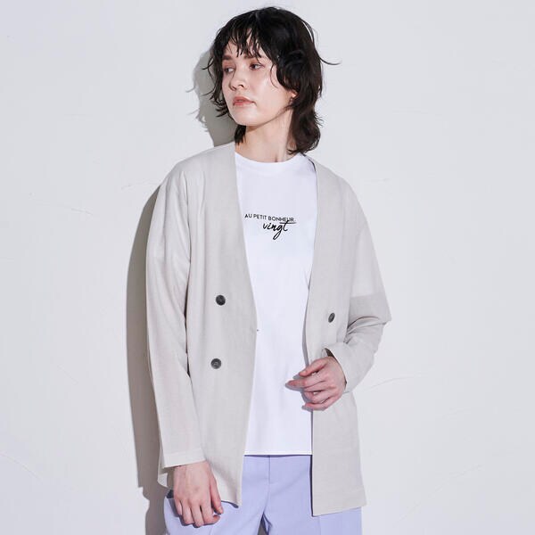 ラエフ（la．f．．．）/【大きいサイズ】ラミーオットマンカットソージャケット《手洗い可能》