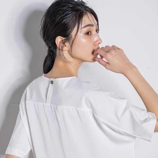 ラエフ（la．f．．．）/【大きいサイズ】サテンドッキングデザインTシャツ≪洗濯機で洗える≫