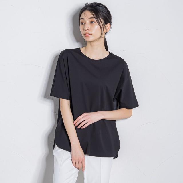 【ラ　エフ】ラ エフ エルサイズ la.f…(Lsize) 【大きいサイズ】サテンドッキングスムースカットソー≪洗濯機で洗える≫ 大きいサイズ】サテンドッキングスムースカットソー≪洗濯機で