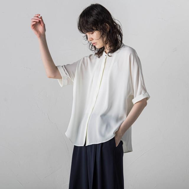 ラエフ（la．f．．．）/【大きいサイズ】バックサテンアムンゼンブラウス≪洗濯機で洗える≫の通販は