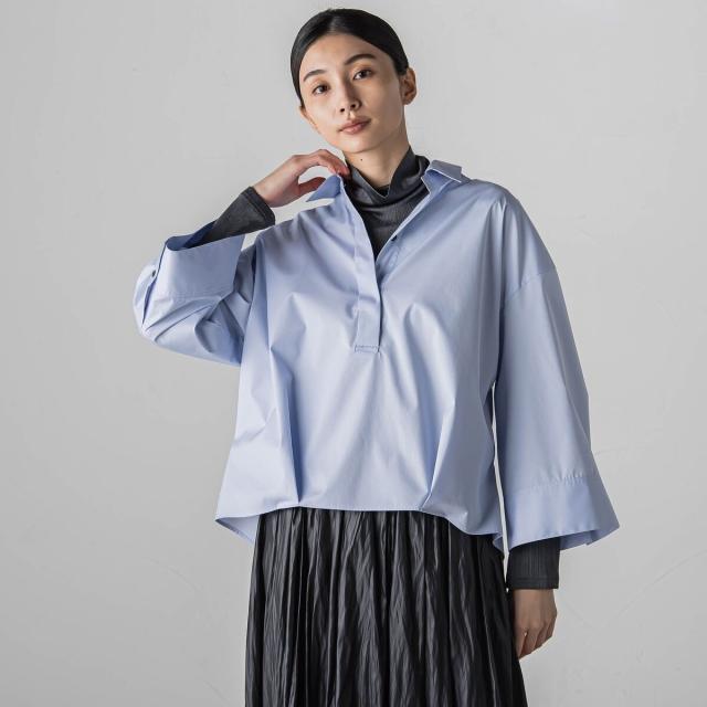 ラエフ（la．f．．．）/【大きいサイズ】エステネージュスキッパーブラウス≪洗濯機で洗える/接触冷感/紫外線防止≫