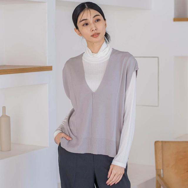 ラエフ（la．f．．．）/【大きいサイズ】Vネックニットジレ≪手洗い可能≫の通販は