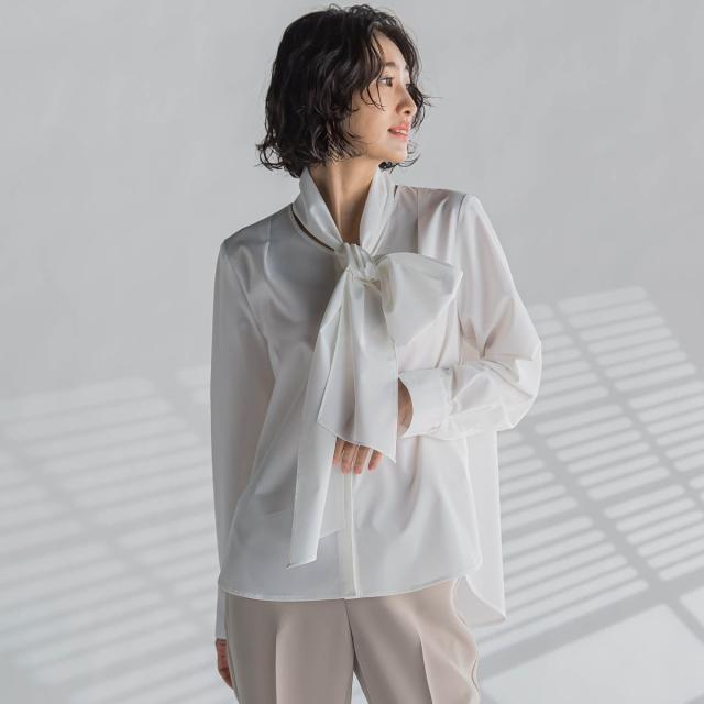 ラエフ（la．f．．．）/【大きいサイズ】ボウタイリボンブラウス≪洗濯機で洗える≫の通販は 15,400円