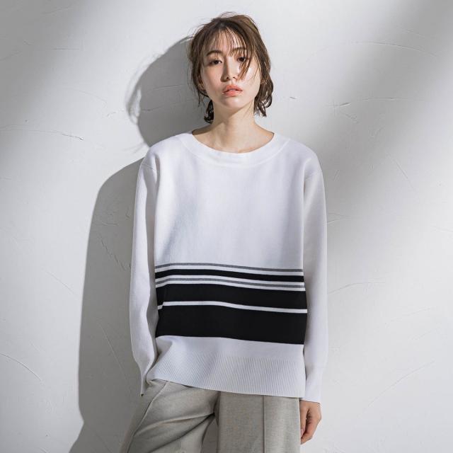 ラエフ（la．f．．．）/【大きいサイズ】ボートネックニット≪手洗い可能≫